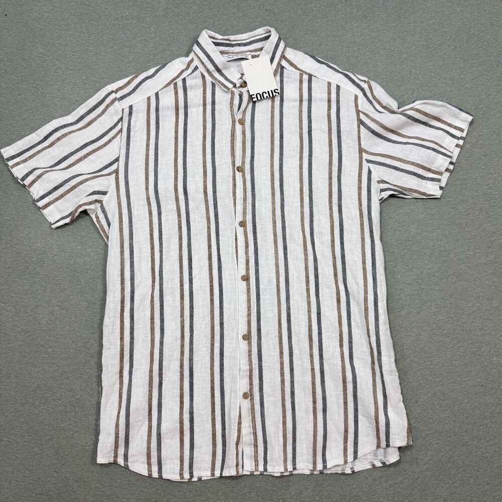 NEW Focus Linen Shirt Mens XL White